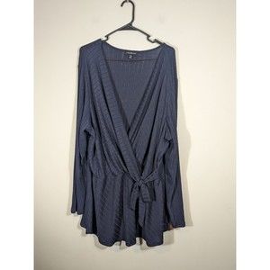 Lane Bryant Navy Faux Wrap Long Sleeve Top Plus‎ Size Women 22/24